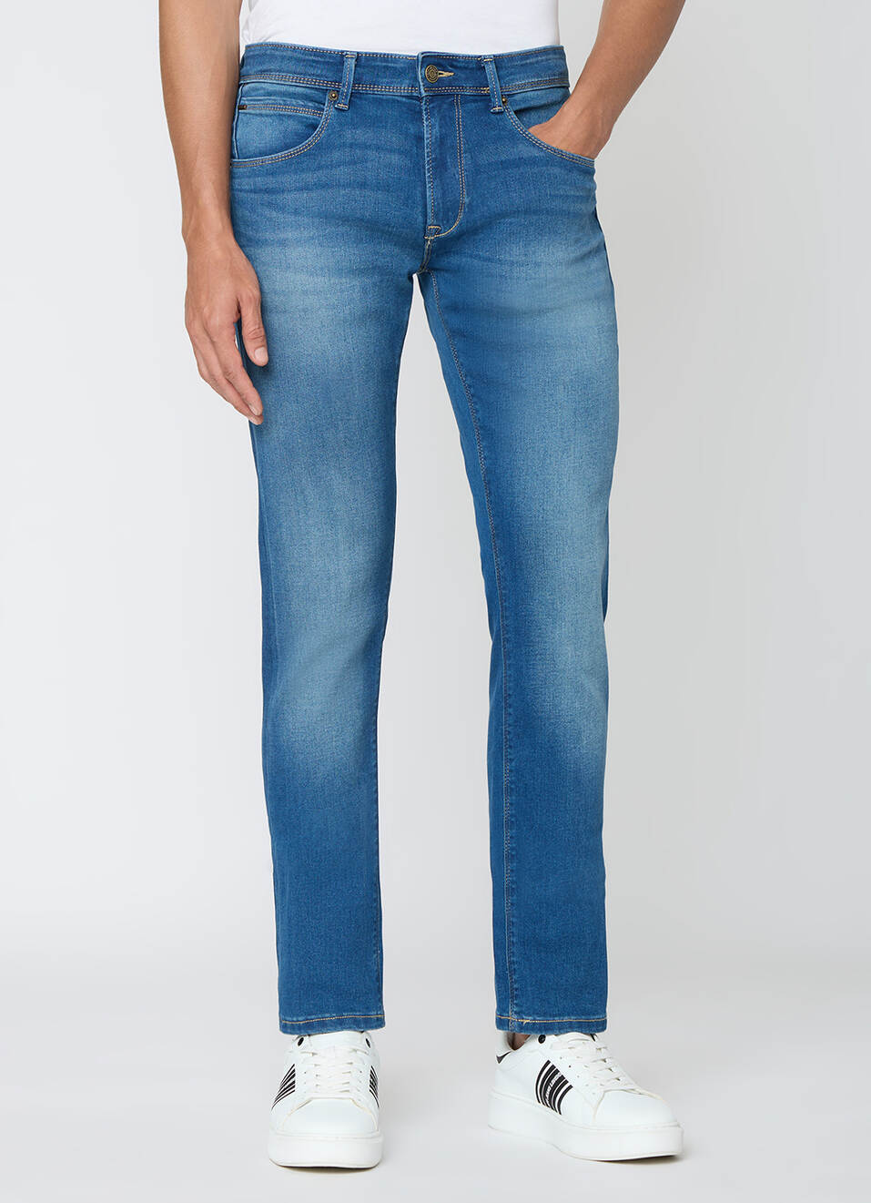 Men Blue Slim Fit Stretchable Jeans, , large image number 2