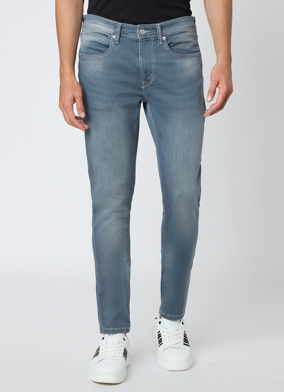 Men Grey Slim Fit Stretchable Jeans, , large image number 2