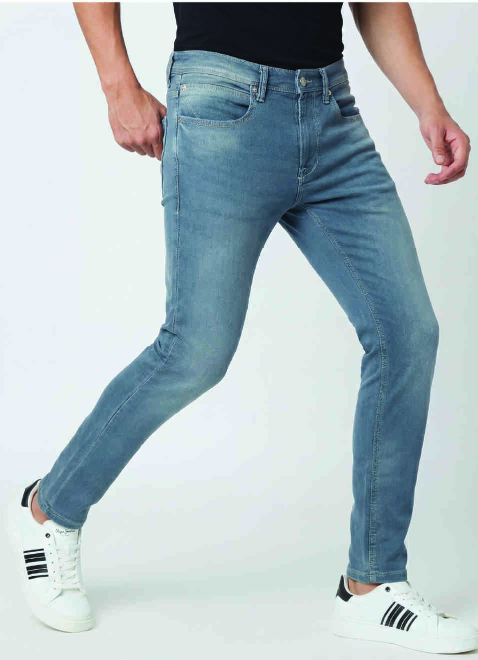 Men Grey Slim Fit Stretchable Jeans, , large image number 0