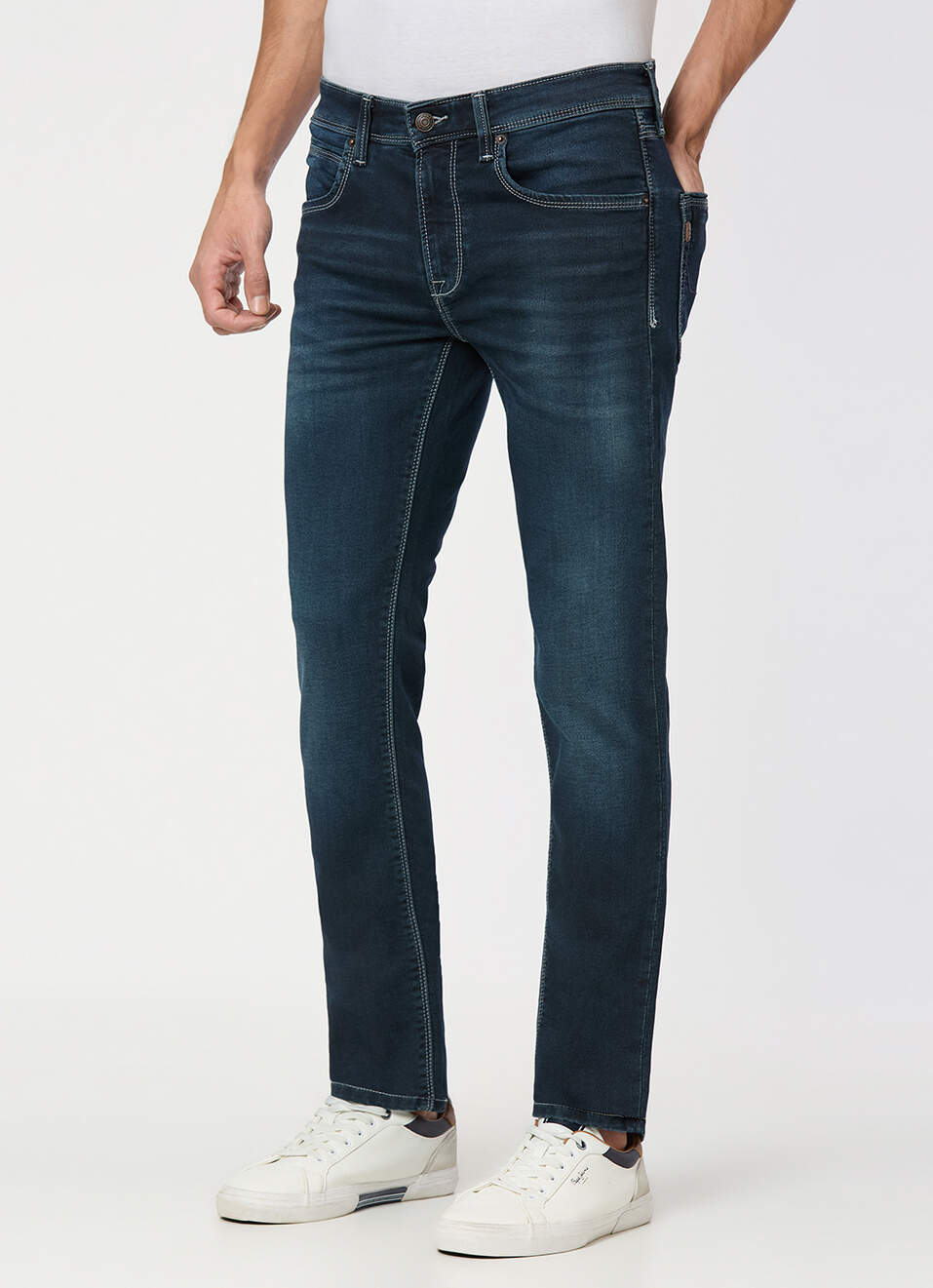Men Blue Mid Rise Slim Fit All Clima Jeans, , large image number 0