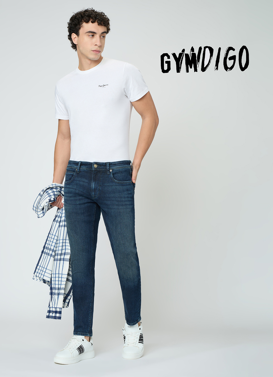 Men Blue Low Rise Slim Fit Gymindigo Jeans, , large image number 1