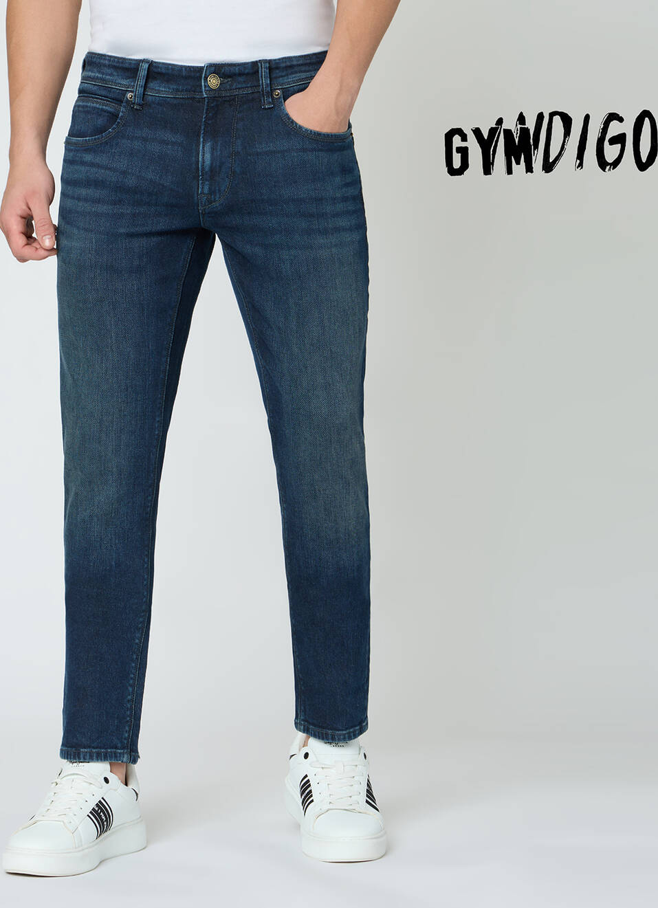 Men Blue Low Rise Slim Fit Gymindigo Jeans, , large image number 2