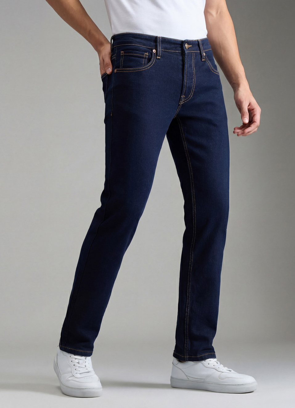 Men Black Slim Fit Stretchable Jeans, , large image number 0