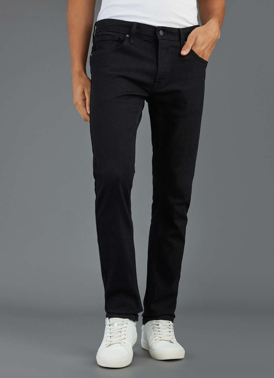 Men Black Mid-rise Slim Fit Jeans, , large image number 2