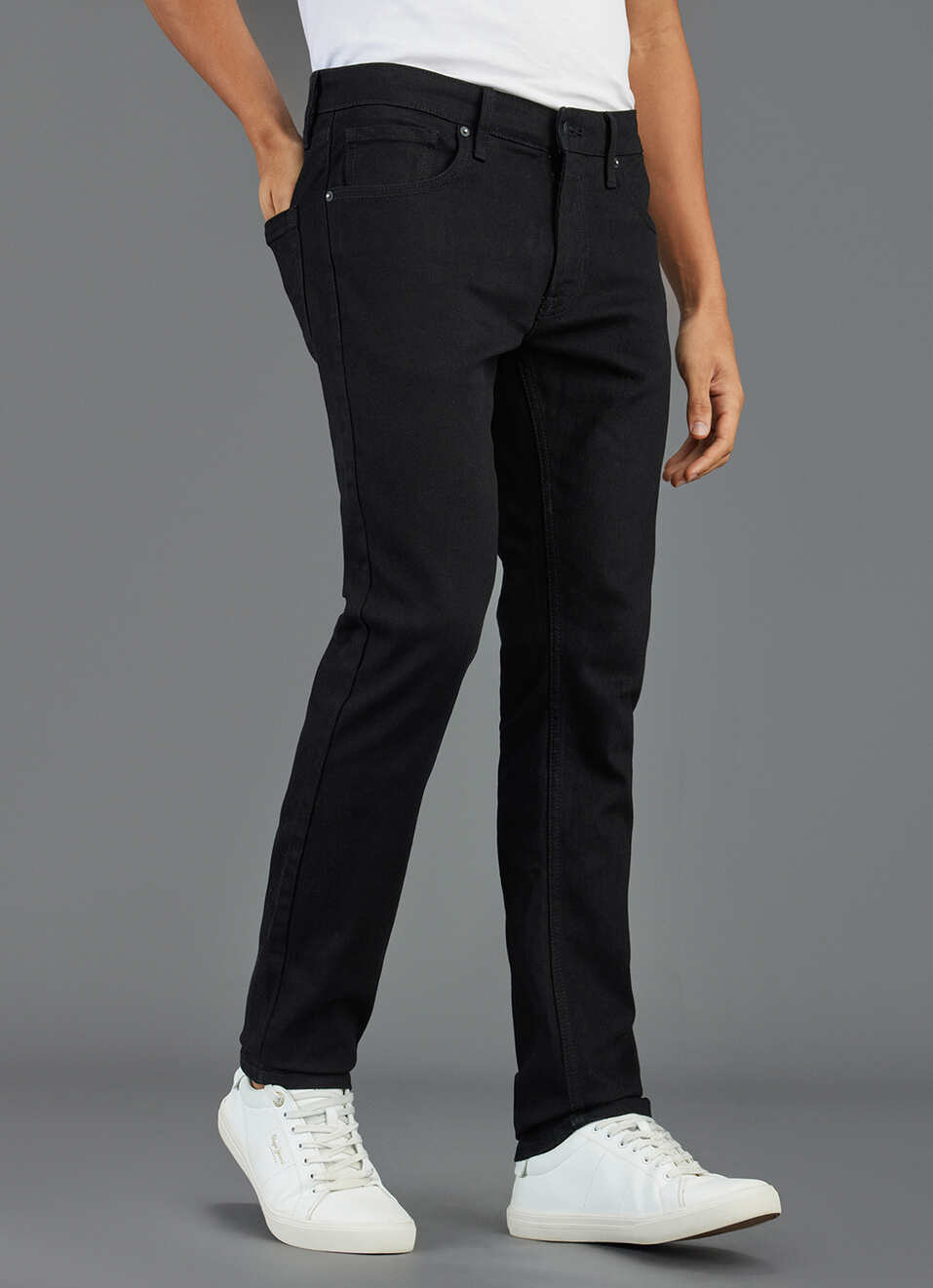 Men Black Mid-rise Slim Fit Jeans, , large image number 0