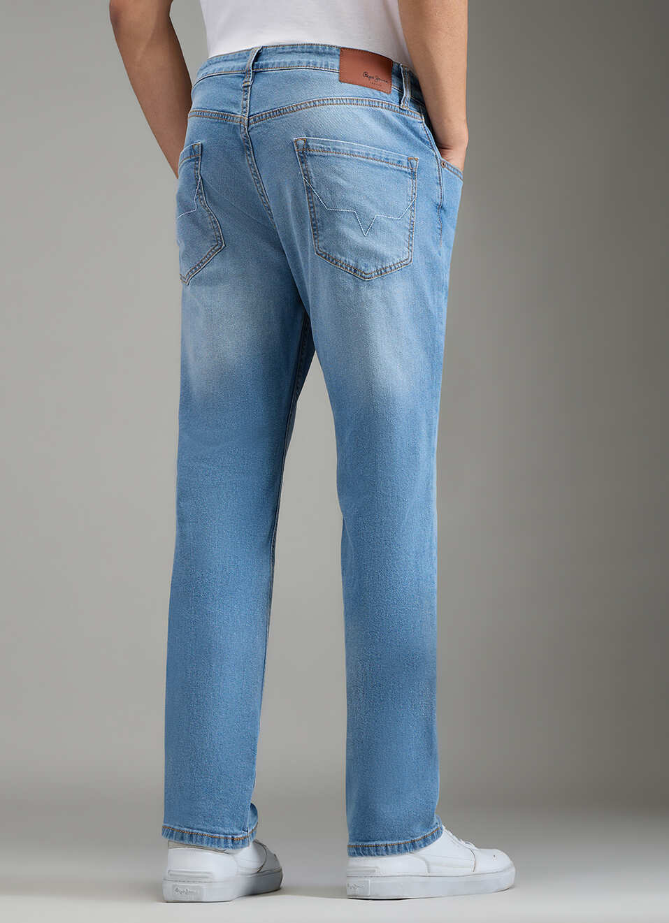 Men Blue Mid Rise Straight Fit Stretchable Jeans, , large image number 3