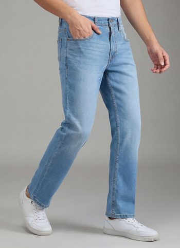Men Blue Mid Rise Straight Fit Stretchable Jeans