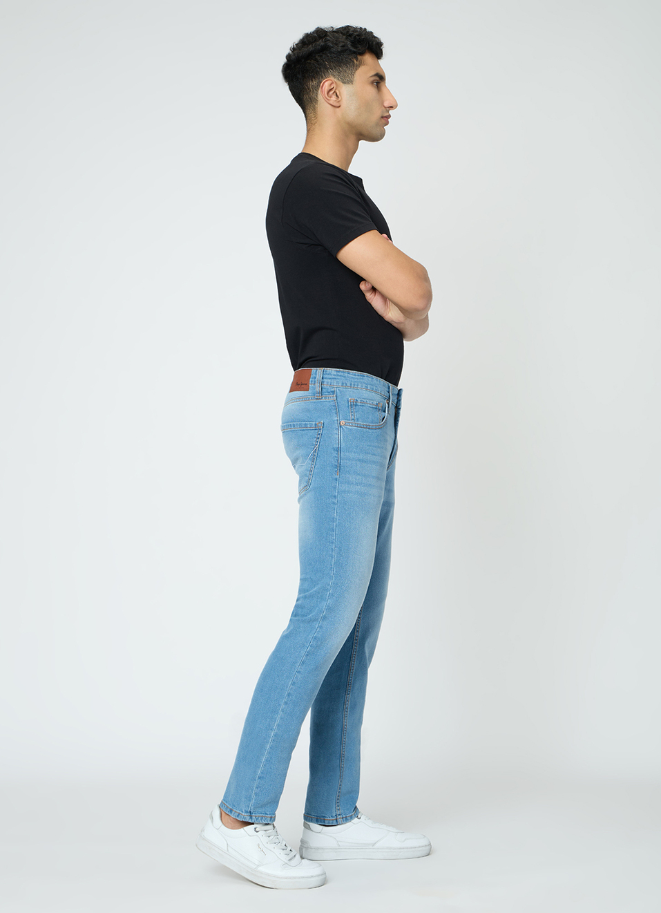 Men Blue Slim Fit Stretchable Jeans, , large image number 6