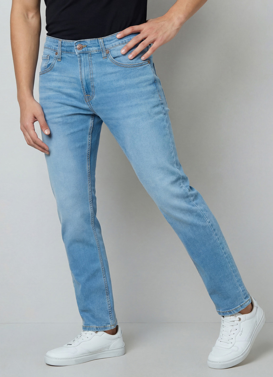 Men Blue Slim Fit Stretchable Jeans, , large image number 0