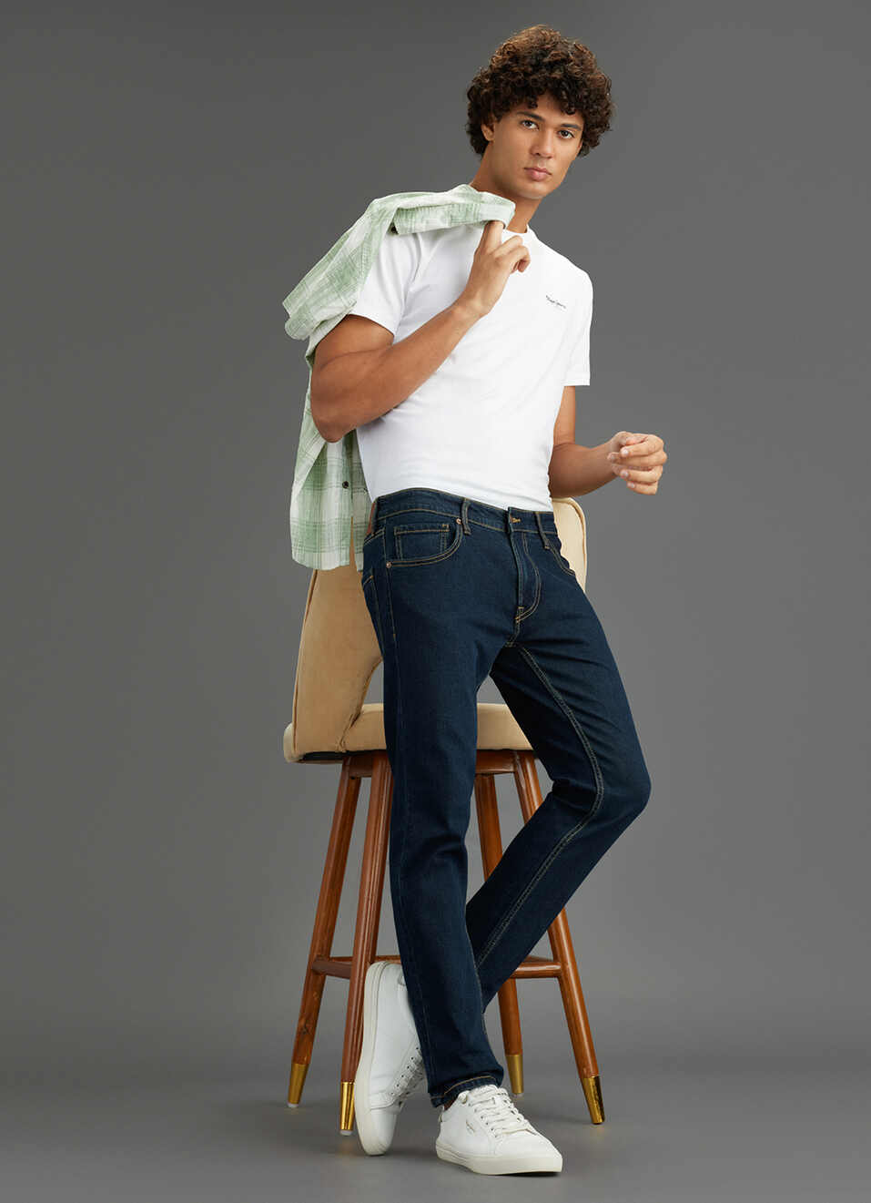 Men Navy Blue Mid-rise Slim Fit Jeans, , large image number 1