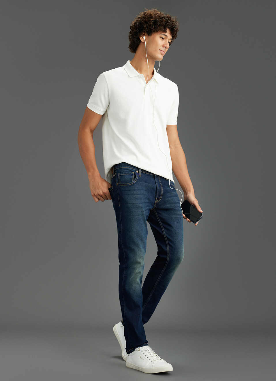 Men Dark Blue Mid-rise Slim Fit Jeans, , large image number 1