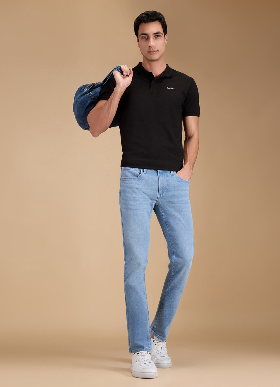 Men Light Blue Mid Rise Straight Fit Jeans, , large image number 3