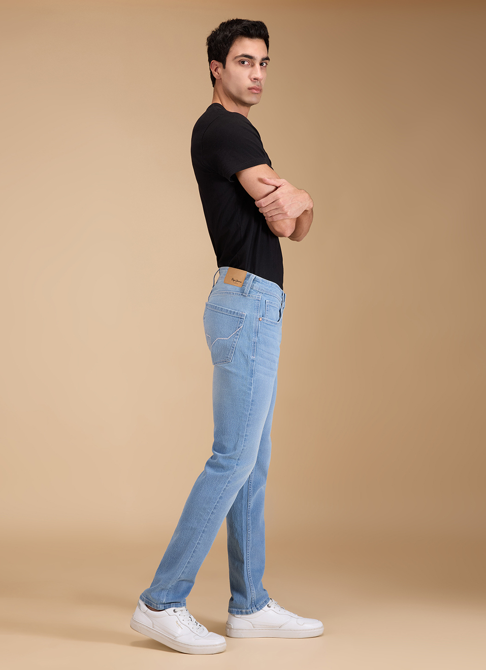 Men Light Blue Mid Rise Straight Fit Jeans, , large image number 6