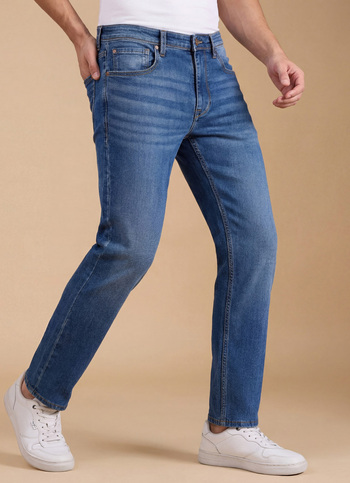 Men Blue Mid Rise Straight Fit Jeans