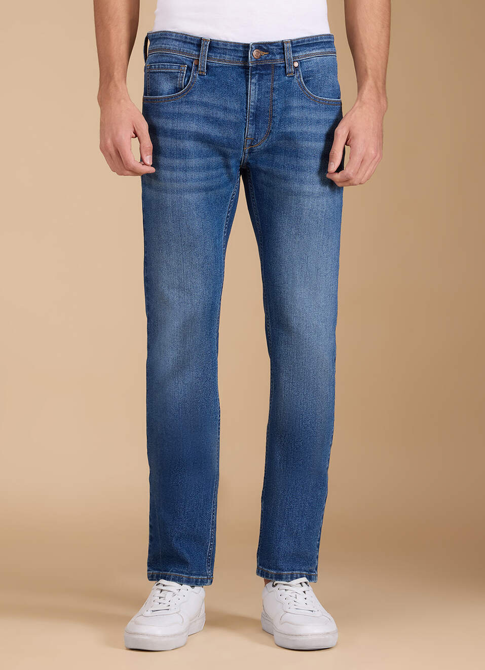 Men Blue Mid Rise Slim Fit Jeans, , large image number 2