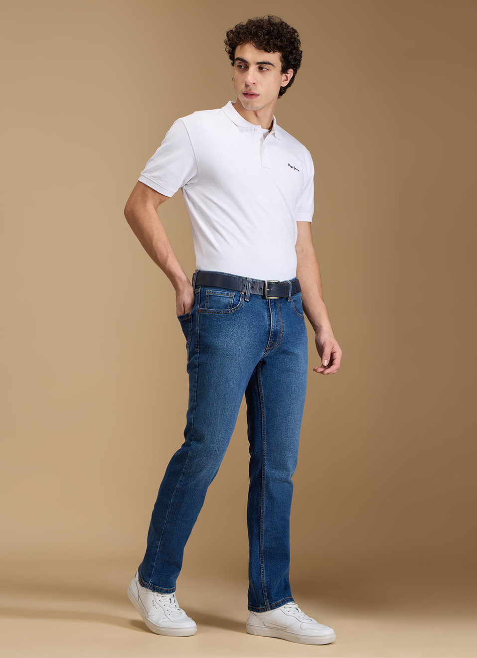 Men Blue Mid Rise Straight Fit Jeans, , large image number 3