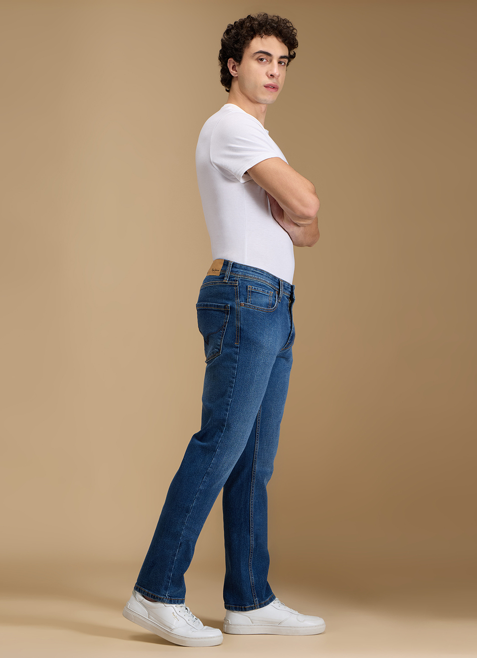 Men Blue Mid Rise Straight Fit Jeans, , large image number 6