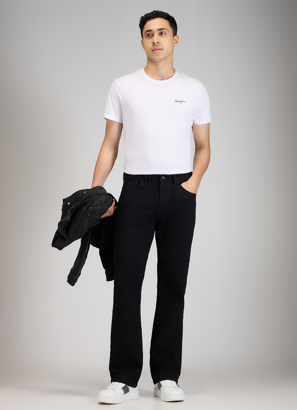 Men Black Mid Rise Bootcut Stretchable Jeans, , large image number 3