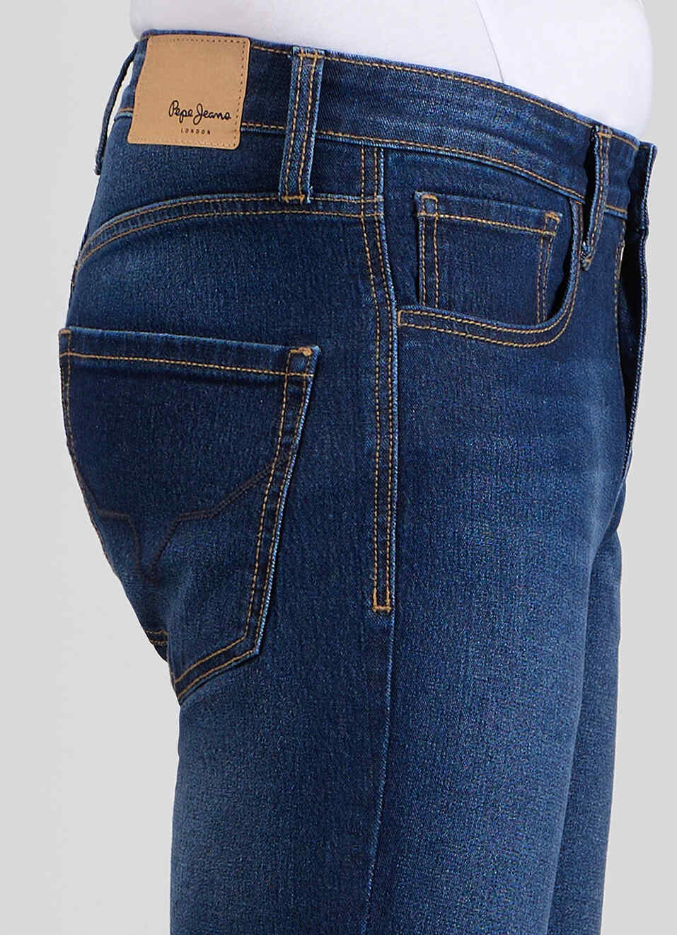 Men Dark Blue Mid Rise Straight Fit Strechable Jeans, , large image number 4