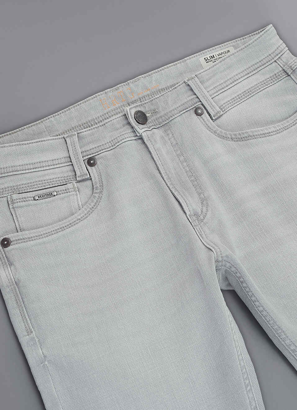 Men Grey Slim Fit Mid Rise Stretchable Jeans, , large image number 5