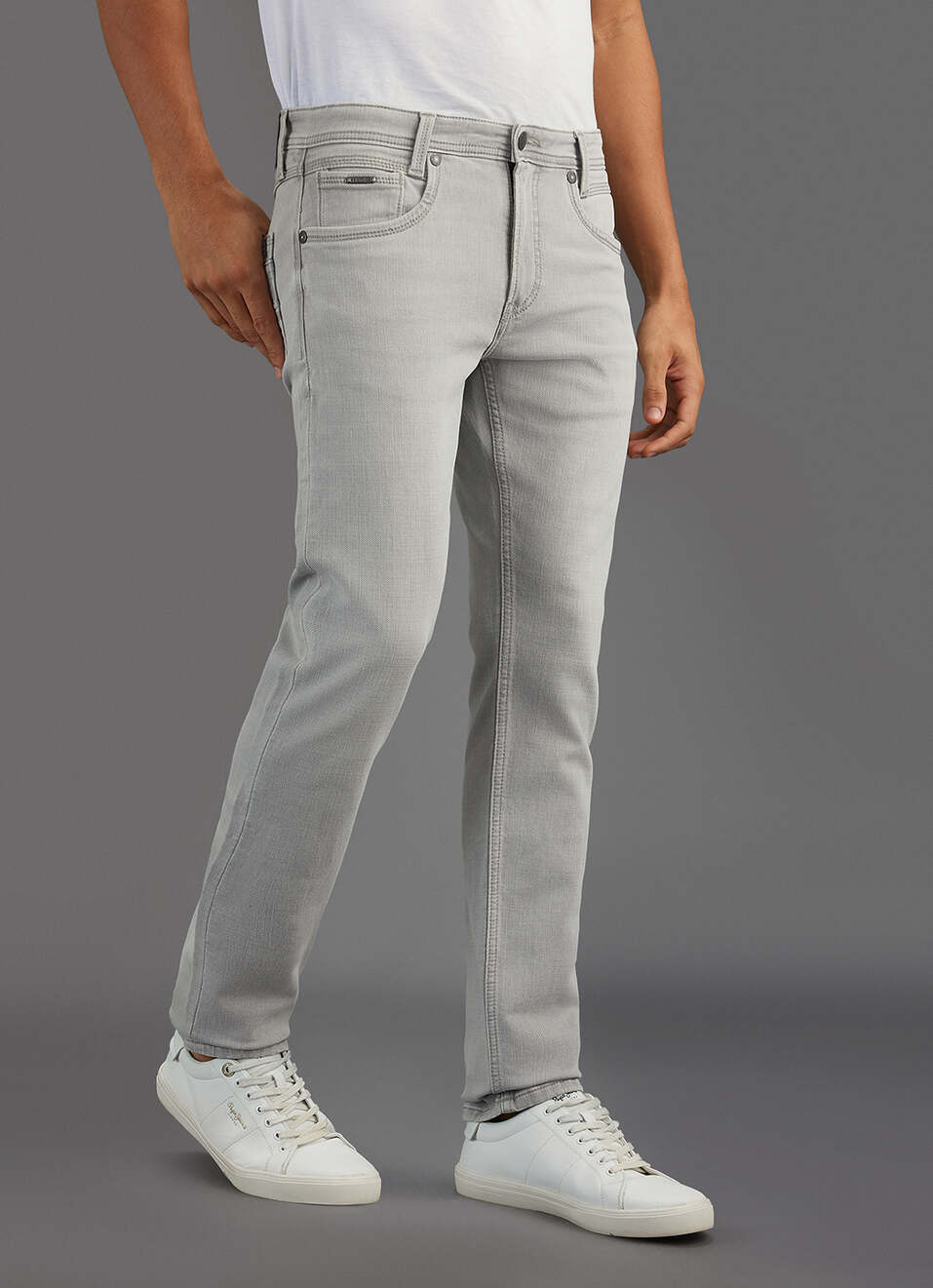 Men Grey Slim Fit Mid Rise Stretchable Jeans, , large image number 0