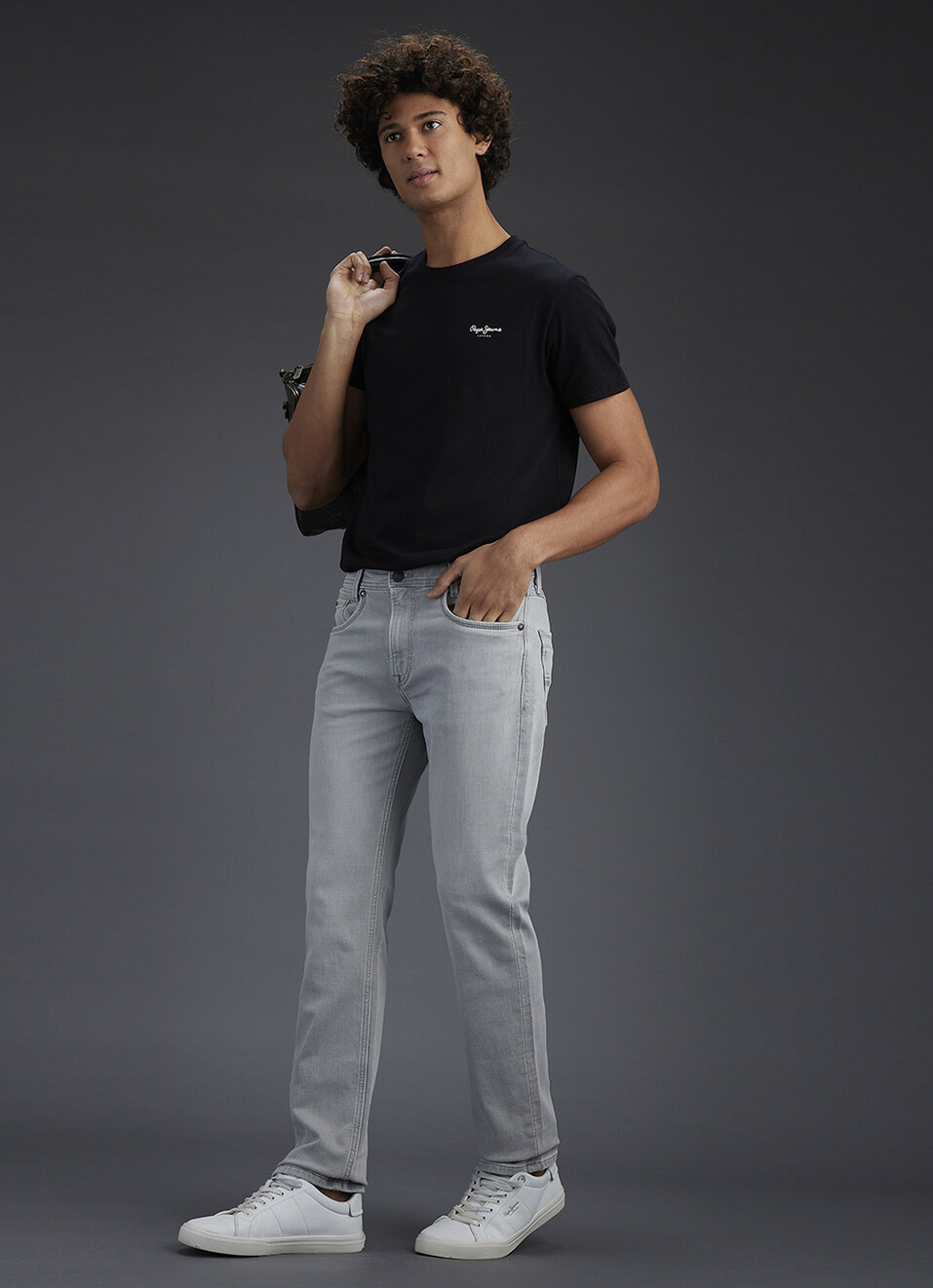 Men Grey Straight Fit Mid Rise Stretchable Jeans, , large image number 1