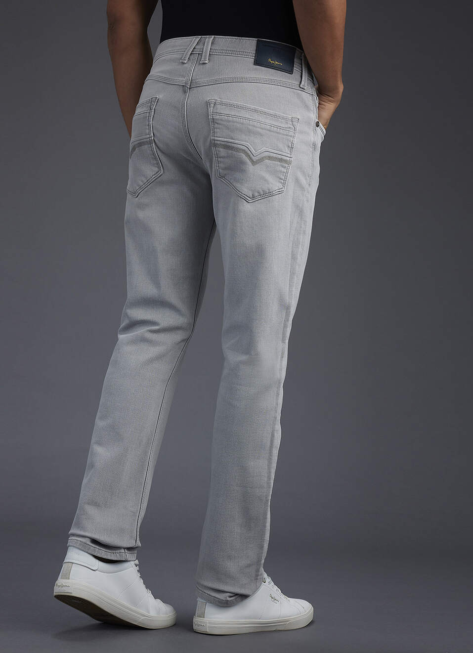 Men Grey Straight Fit Mid Rise Stretchable Jeans, , large image number 3