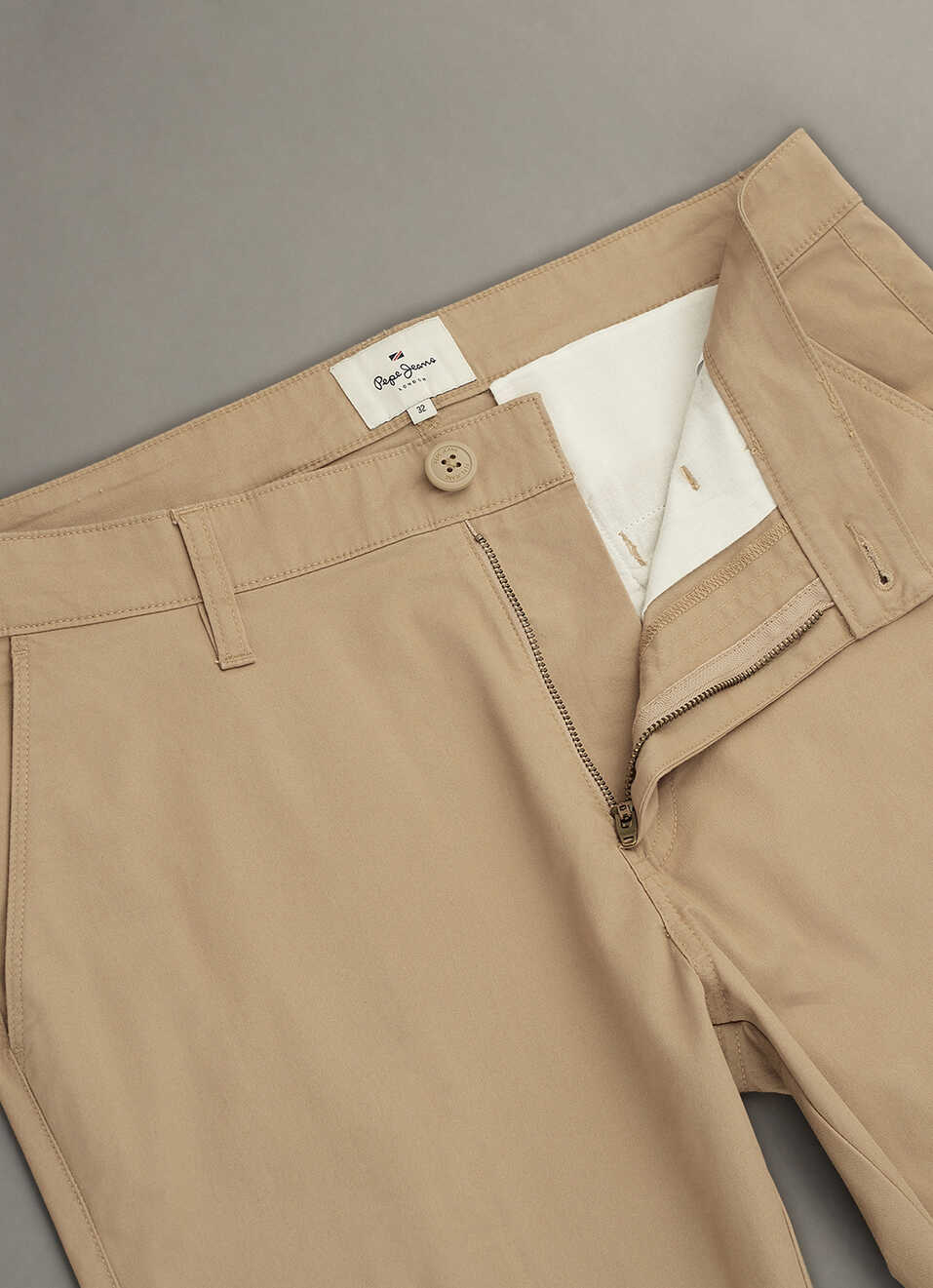 Men Beige Solid Straight Fit Mid Rise Chinos, , large image number 6
