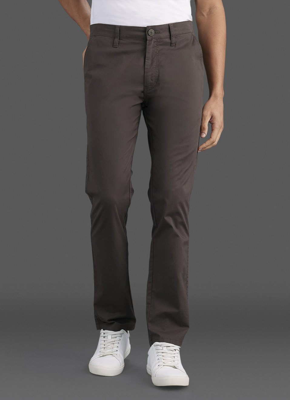 Men Brown Mid Rise Straight Fit Chino Pants, , large image number 2