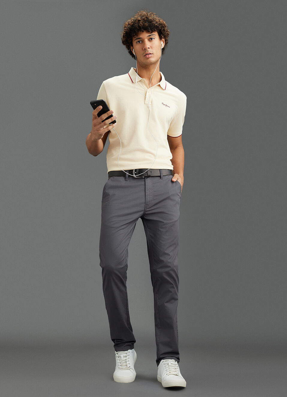 Men Grey Mid Rise Straight Fit Chino Pants, , large image number 1