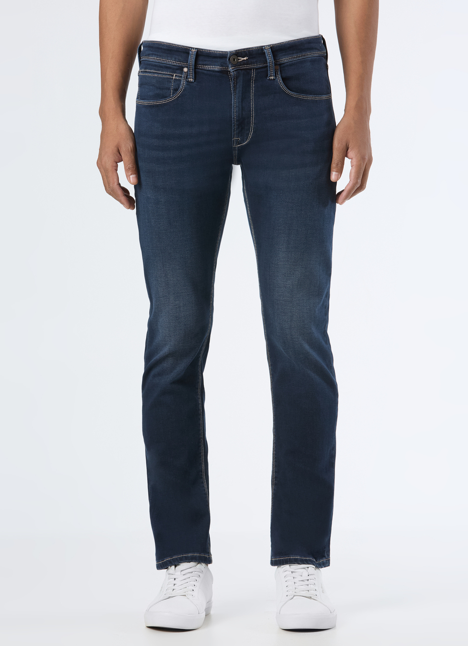 Men Blue Low Rise Tapered Fit Jeans, , large image number 3