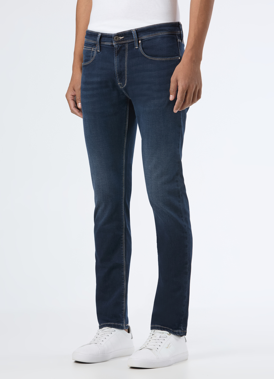 Men Blue Low Rise Tapered Fit Jeans, , large image number 0