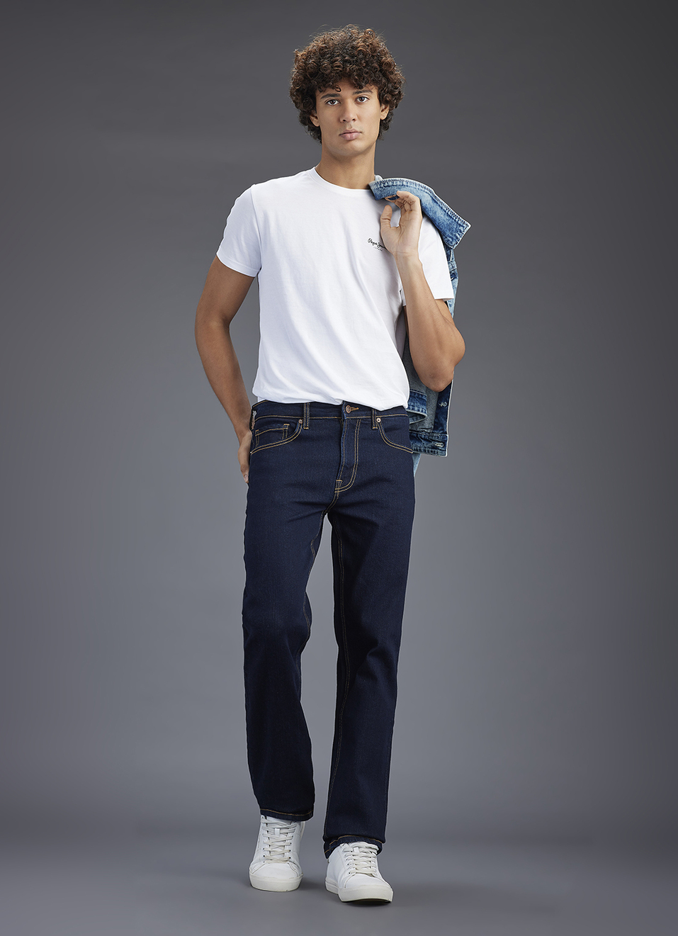 Men Blue Straight Fit Mid Rise Stretchable Jeans, , large image number 1