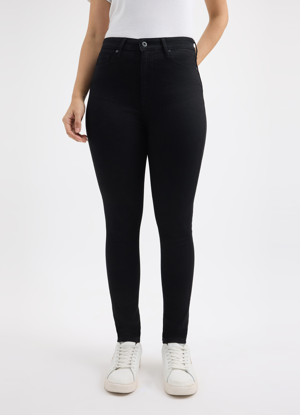 Women Black High Rise Skinny Fit Powerflex Jeans, , large image number 1