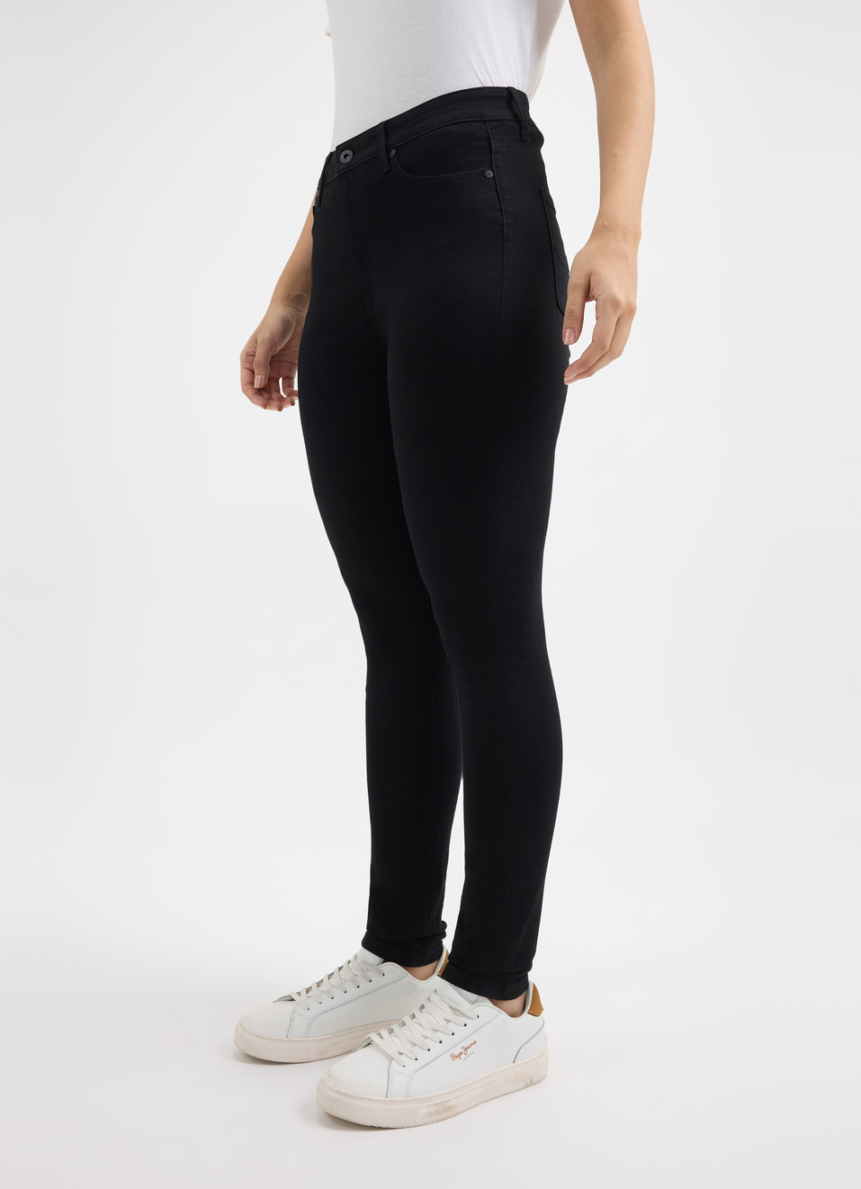 Women Black High Rise Skinny Fit Powerflex Jeans, , large image number 3