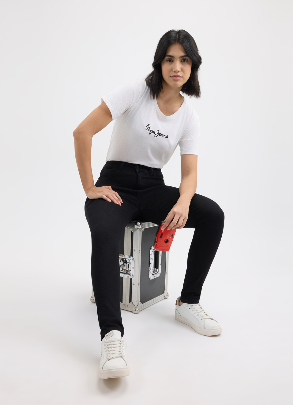 Women Black High Rise Skinny Fit Powerflex Jeans, , large image number 5