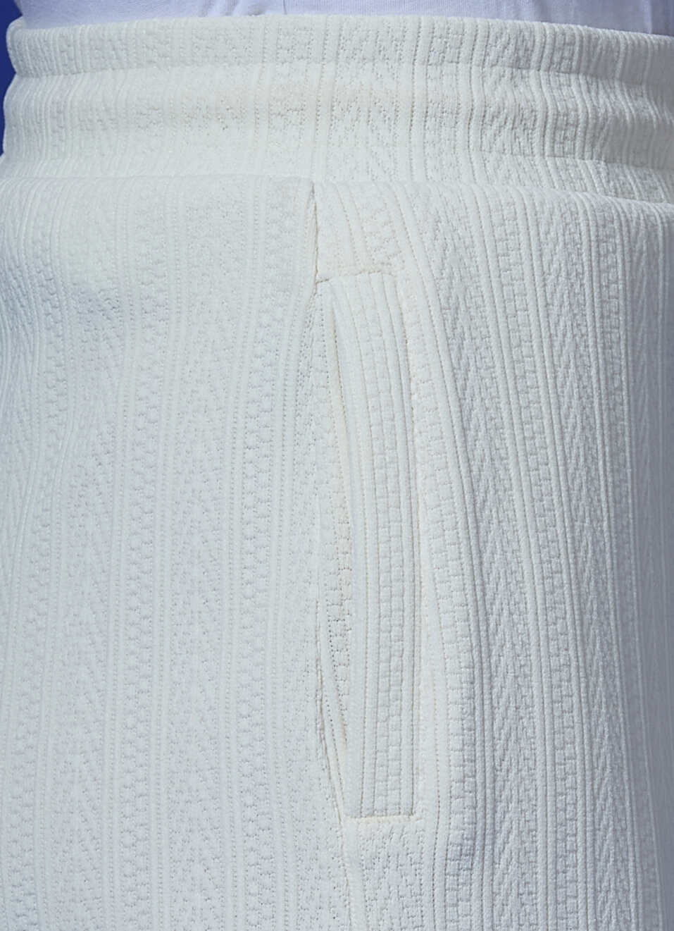 White Textured Wide Leg Sweatpants, , large image number 4