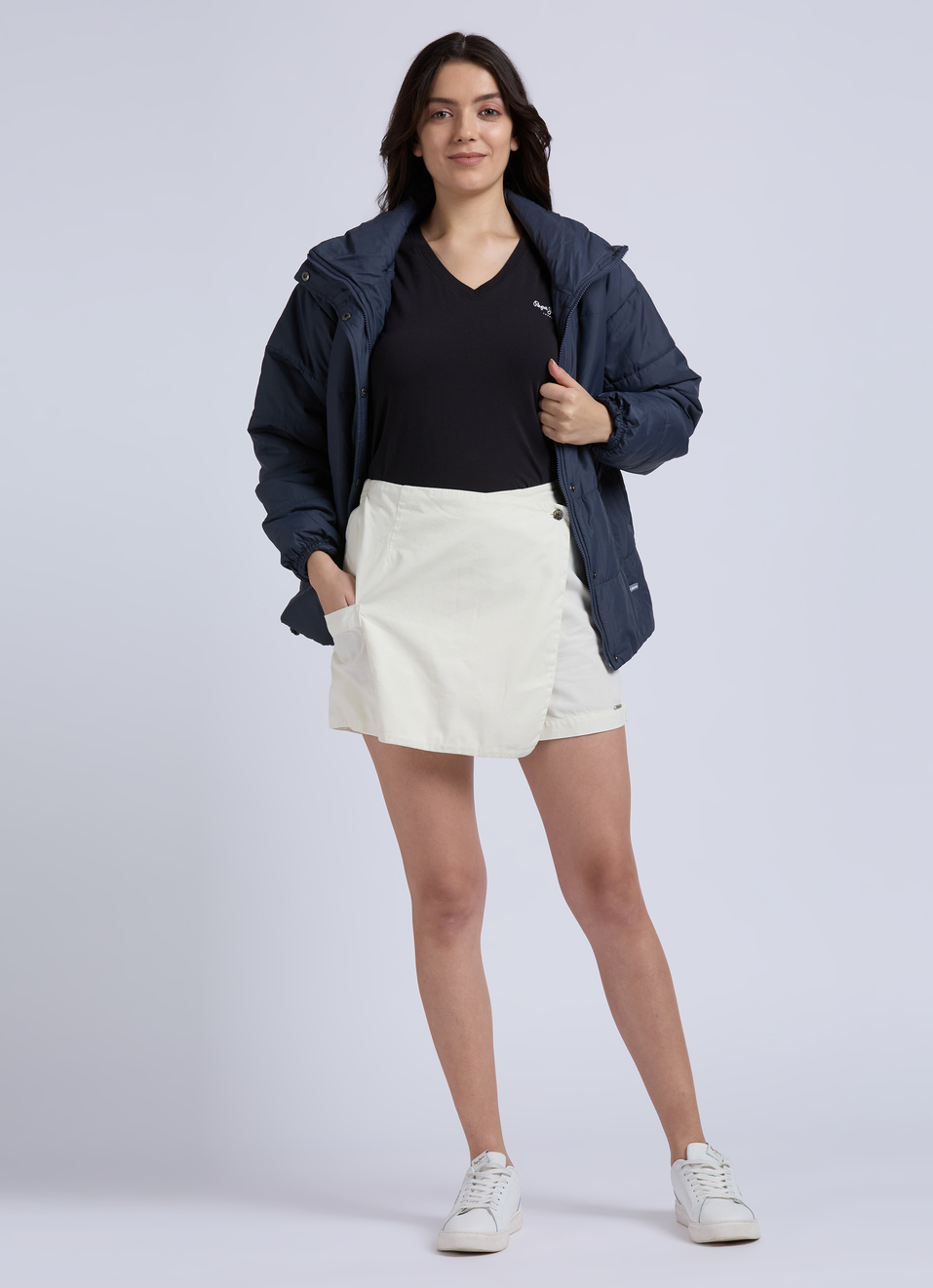 White Mid Waist Regular Fit Shorts, , large image number 0