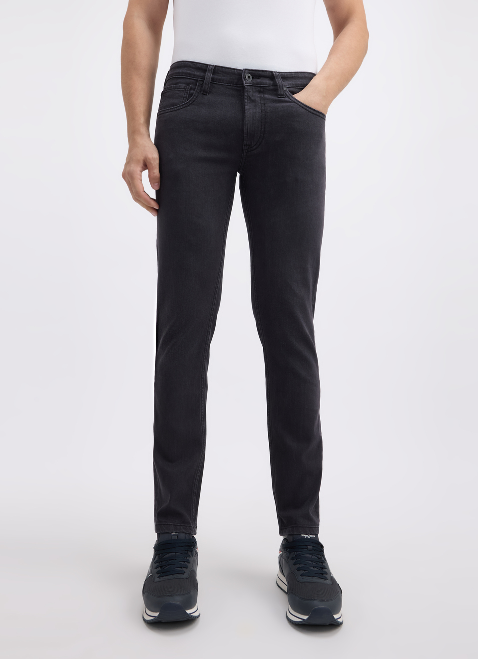 Men Grey Slim Tapered Fit Low Rise Jeans , , large image number 1