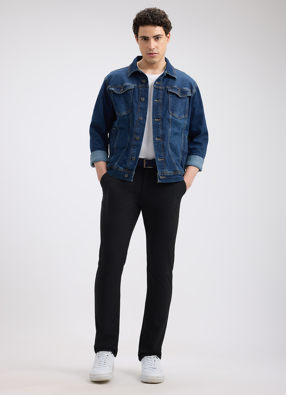 Men Blue Straight Fit Mid Rise Structured Jeans, , large image number 1