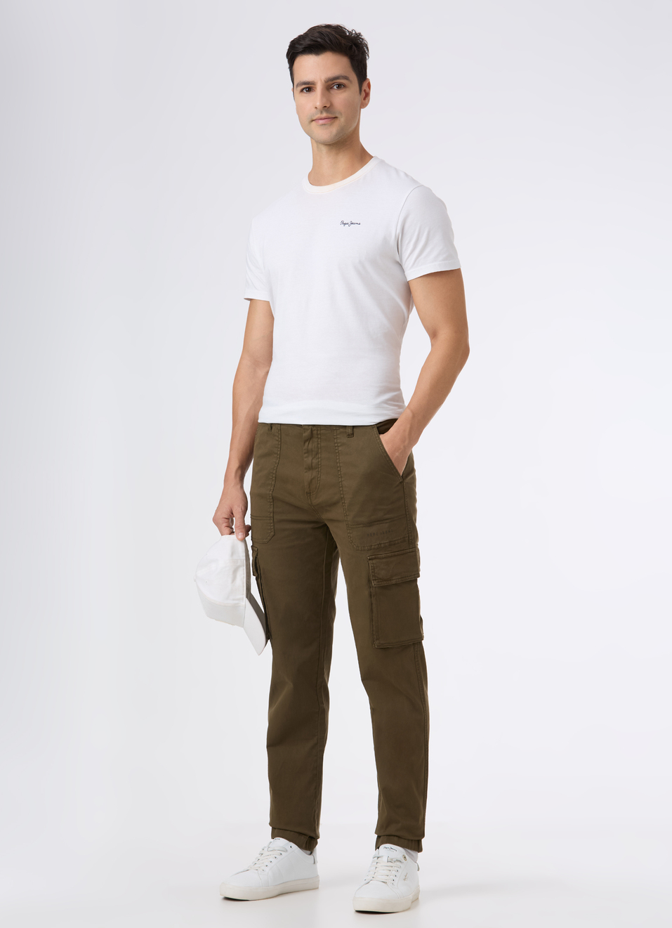 Men Olive Overdyed Mid Rise Utility Stretch Cargo Pants, , large image number 0
