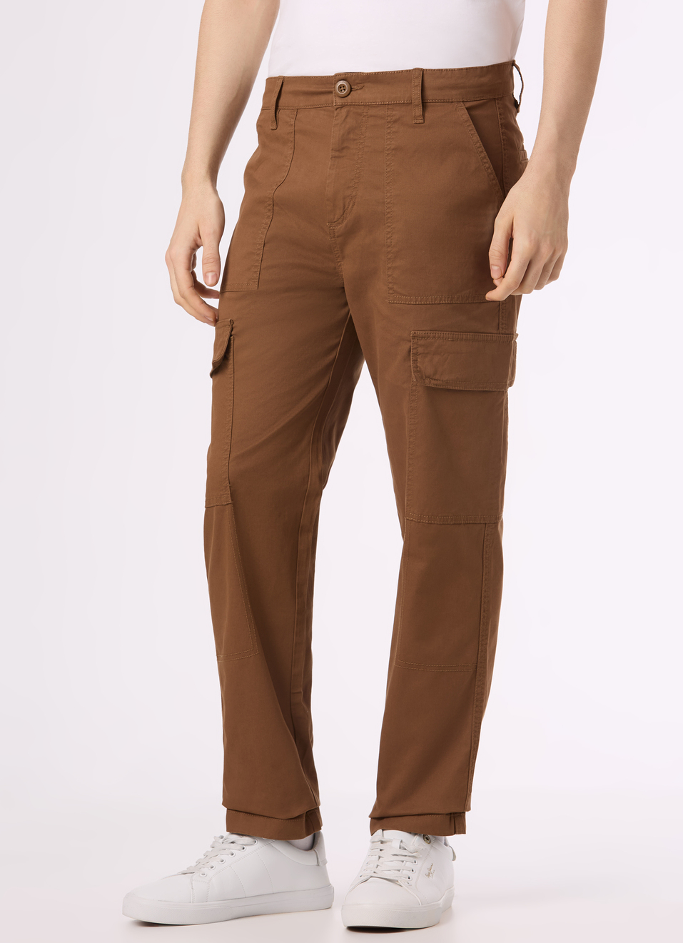 Men Brown Mid Rise Straight Fit Cargo Pant, , large image number 3