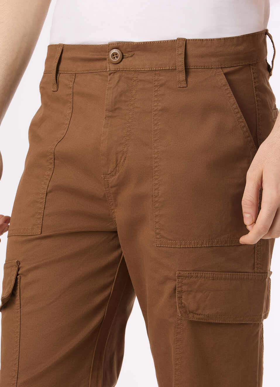 Men Brown Mid Rise Straight Fit Cargo Pant, , large image number 4