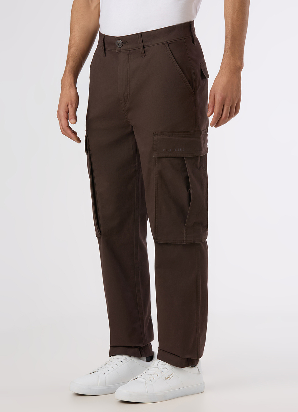 Men Brown Mid Rise Straight Fit Cargo Pants, , large image number 4