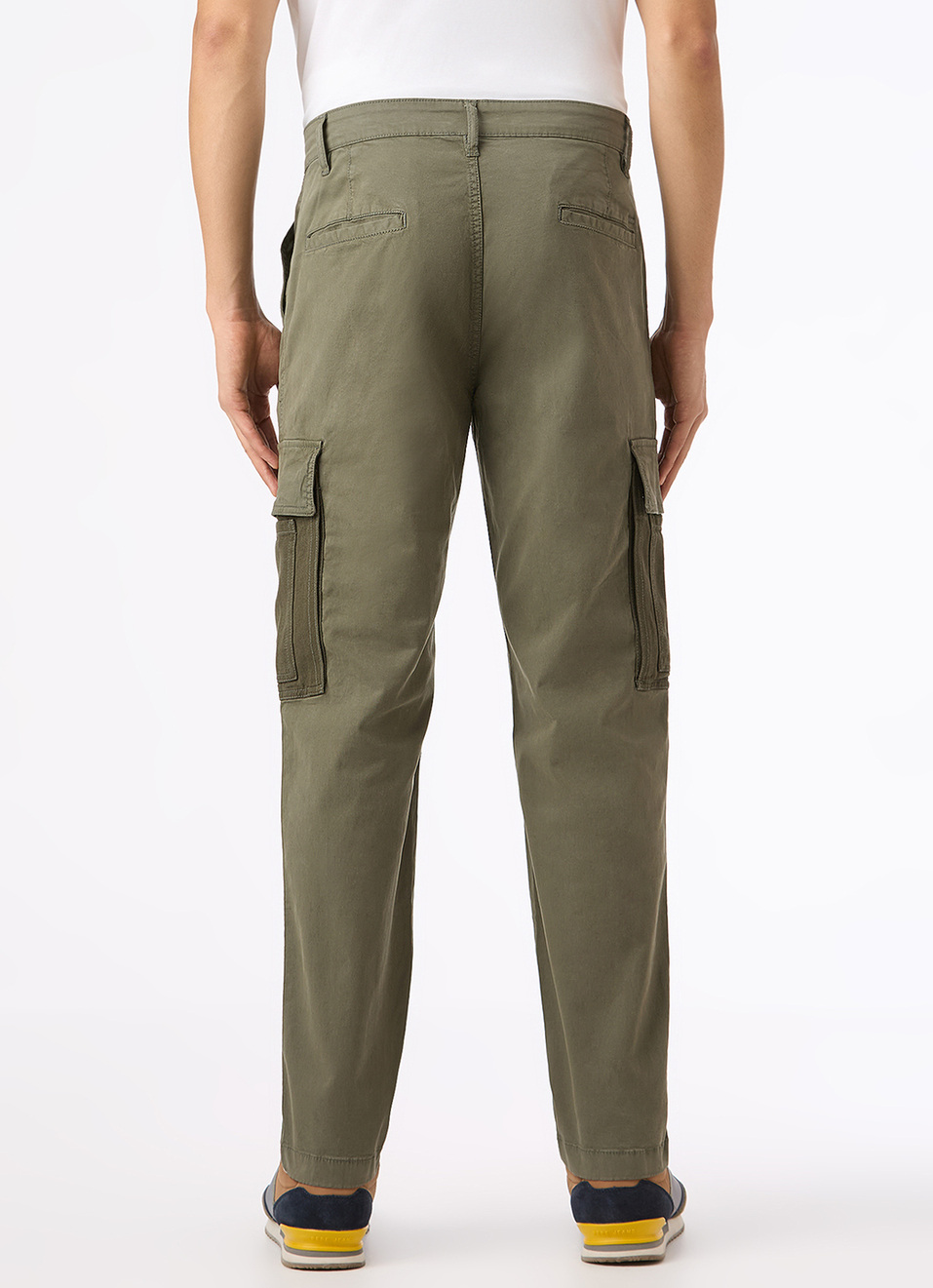 Men Green Overdyed Mid Rise Utility Stretch Cargo Pants, , large image number 2