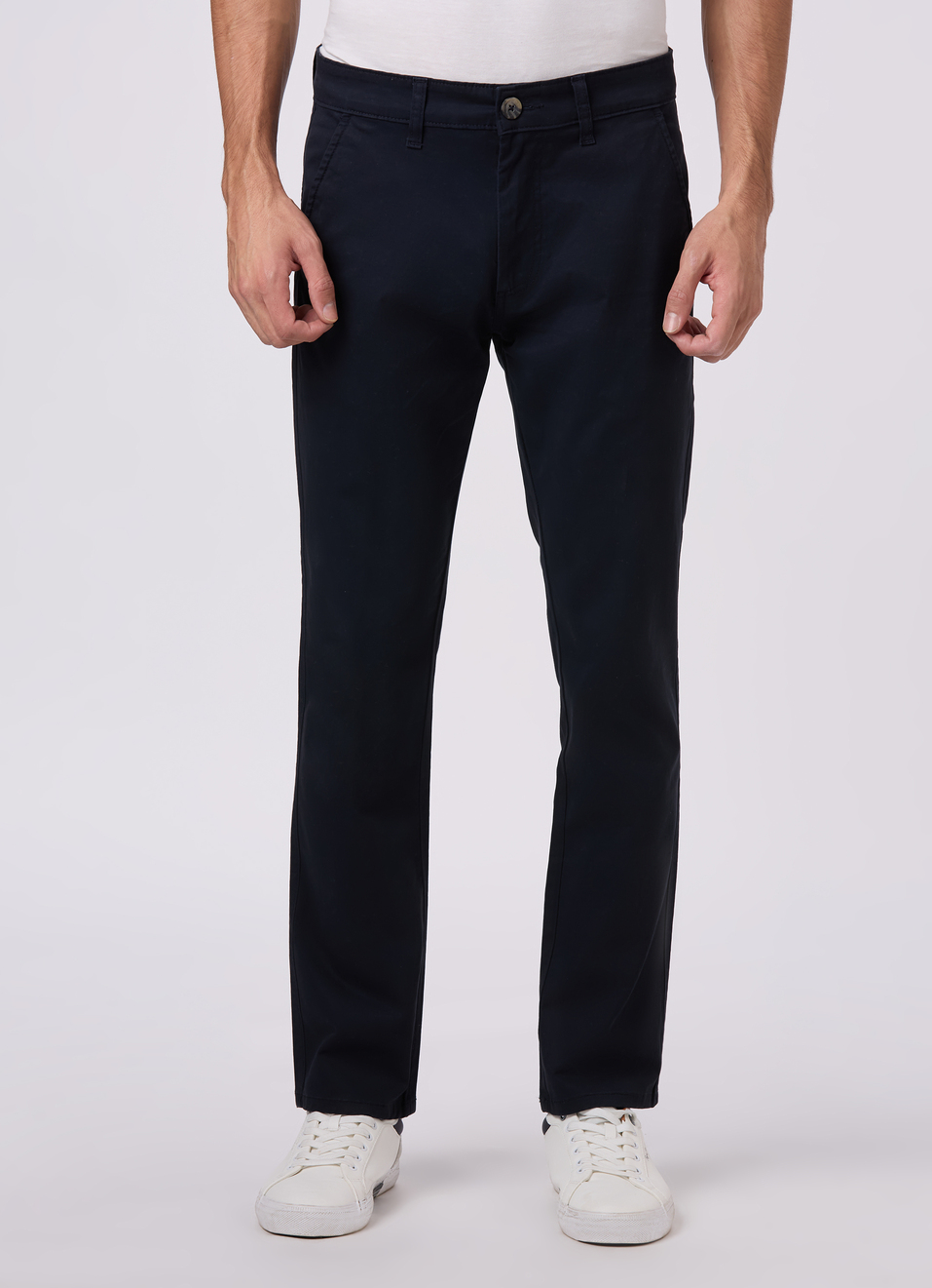 Men Navy Mid Rise Straight Fit Chinos, , large image number 1