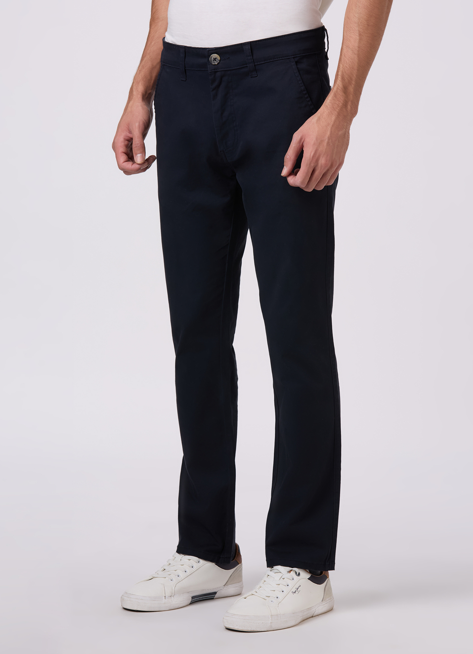 Men Navy Mid Rise Straight Fit Chinos, , large image number 3