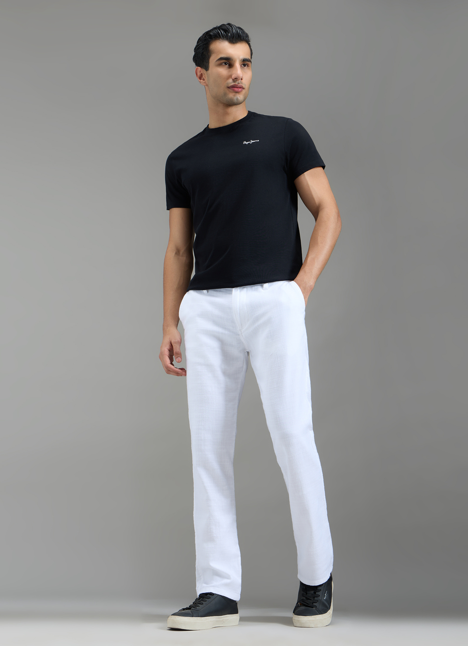 Men White Mid Rise Chinos Pants, , large image number 0