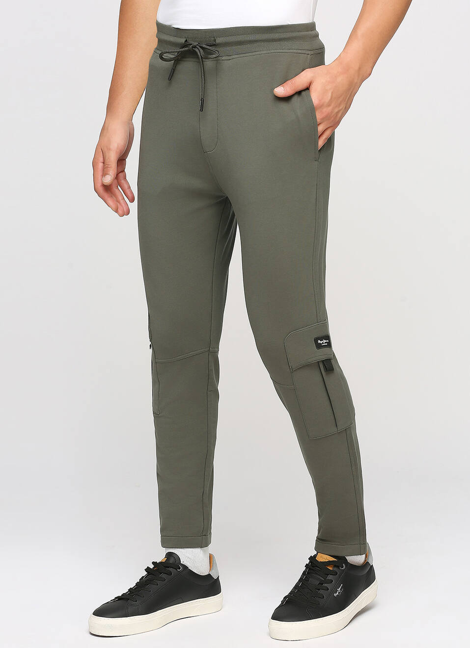 Green Stretch Slim Fit Joggers, , large image number 5