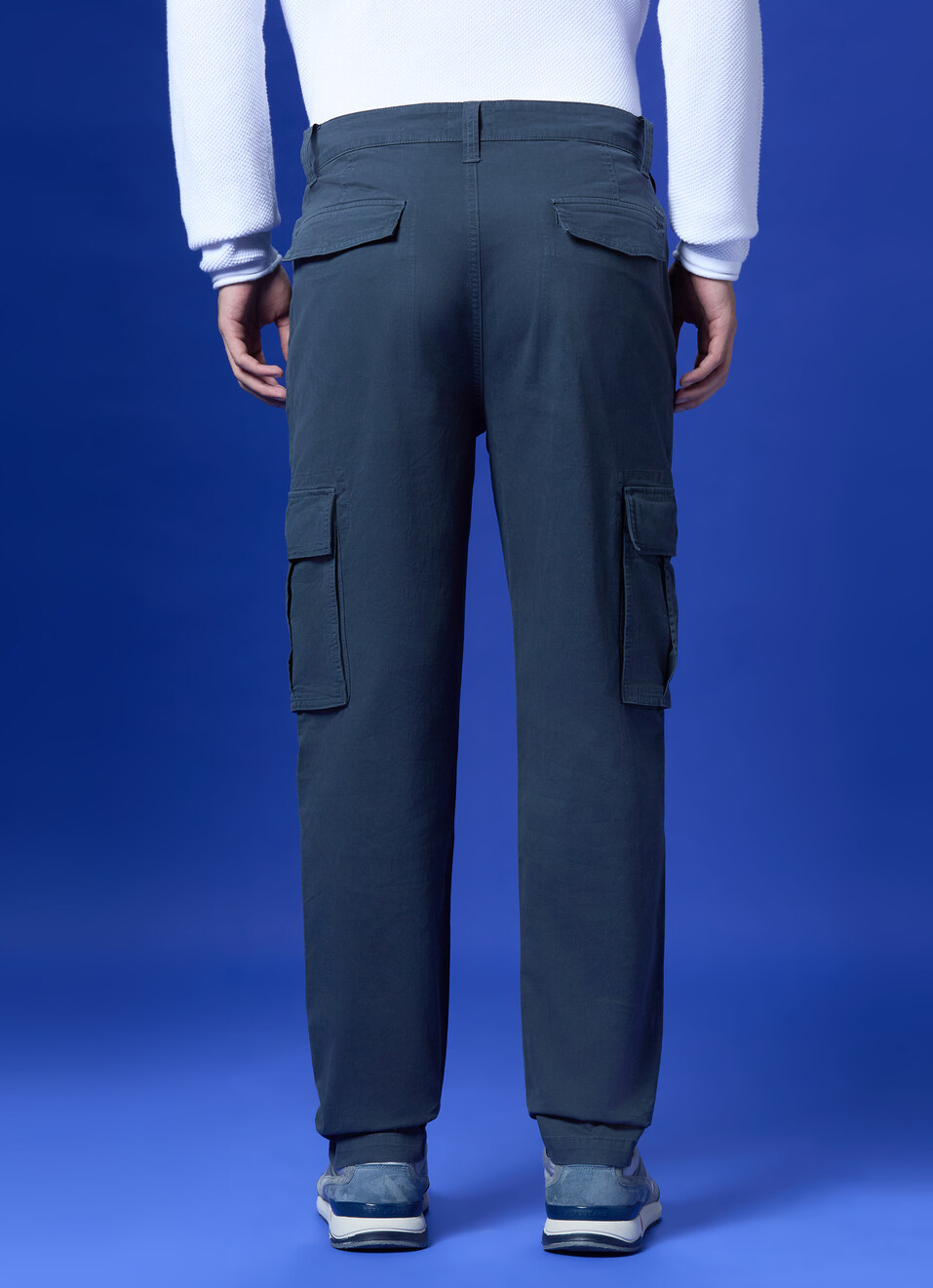 Blue Mid Waist Straight Fit Cargo, , large image number 2